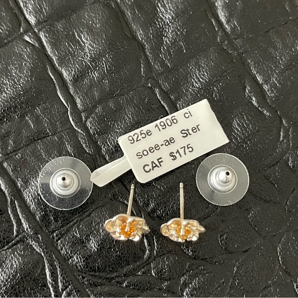 Sterling silver 925 Flower Citrine earrings - Picture 5 of 8